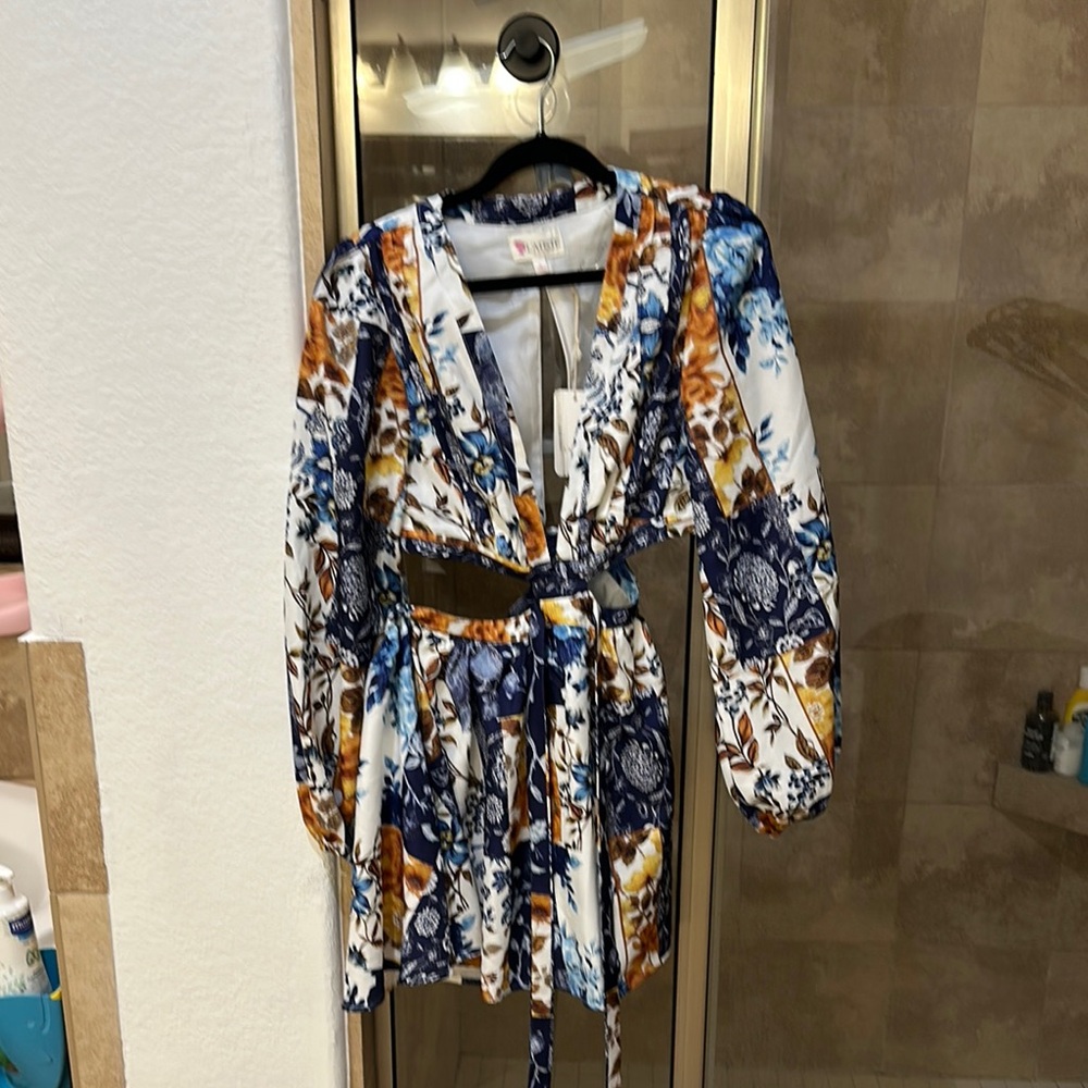Floral Long Sleeve Wrap Dress